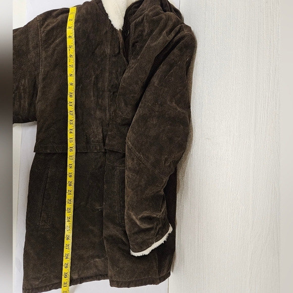 J. Percy for Marvin Richards Suede and Fur Lined Coat with in Umber Brown Sz Med - Picture 11 of 12
